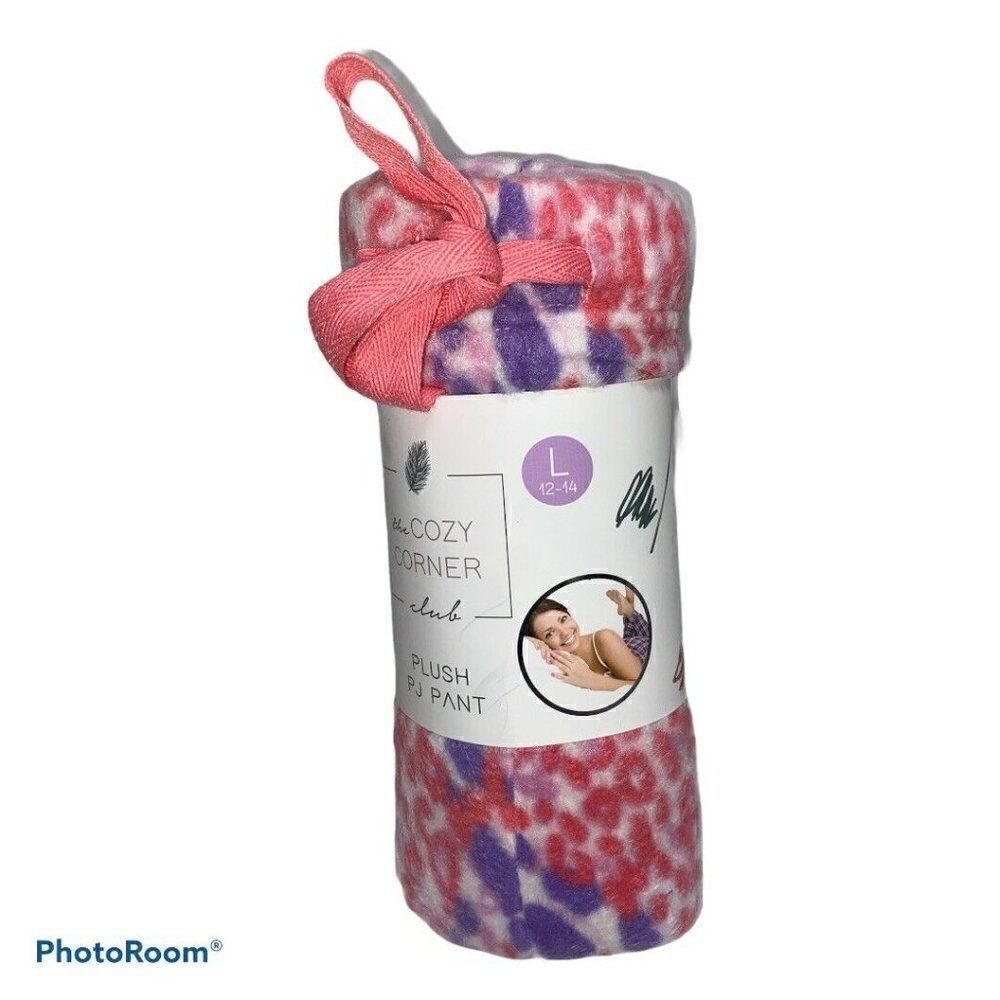 Cozy Corner Pink Leopard Fleece Pajama Pants Large NWT